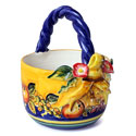 ALC-CA-TRI - Hand Made Blue-Fruit Style Ceramic Basket