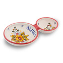 TAL-OLIVA-AM - Hand Painted Olive Serving Dish - Red